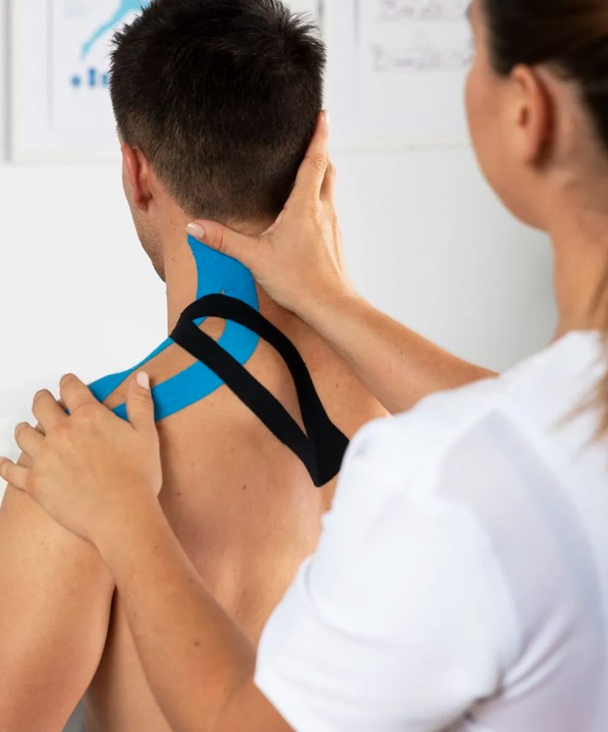 Ophthalmology concept. Male patient under eye vision examination in eyesight ophthalmological correction clinic